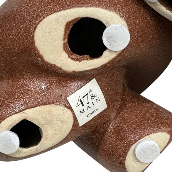 47 & Main Brown Knot Ceramic Modern Candle Holders Set of 2 Sculptural Decor - Picture 10 of 12